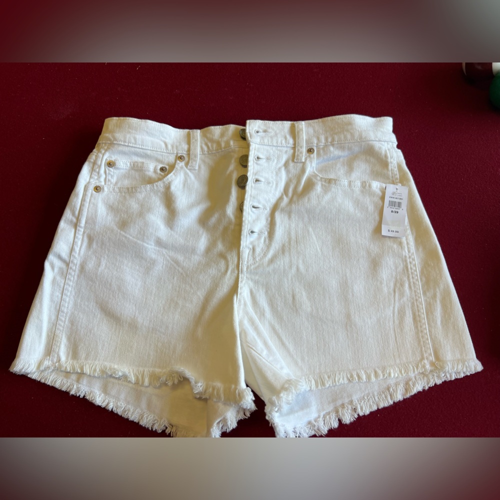 GAP Women's Cream Frayed Jean Shorts